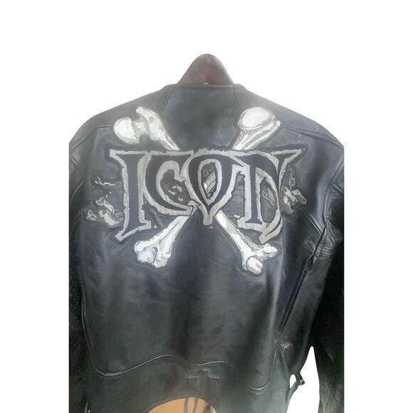 ICON Skull Leather Biker Jacket breathable remove able armour padding. Men’s XL - Picture 13 of 16